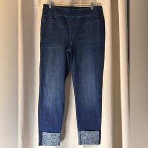 Chico’s size 1R,  Dark Blue Cropped Jeans with Jeweled Cuffs